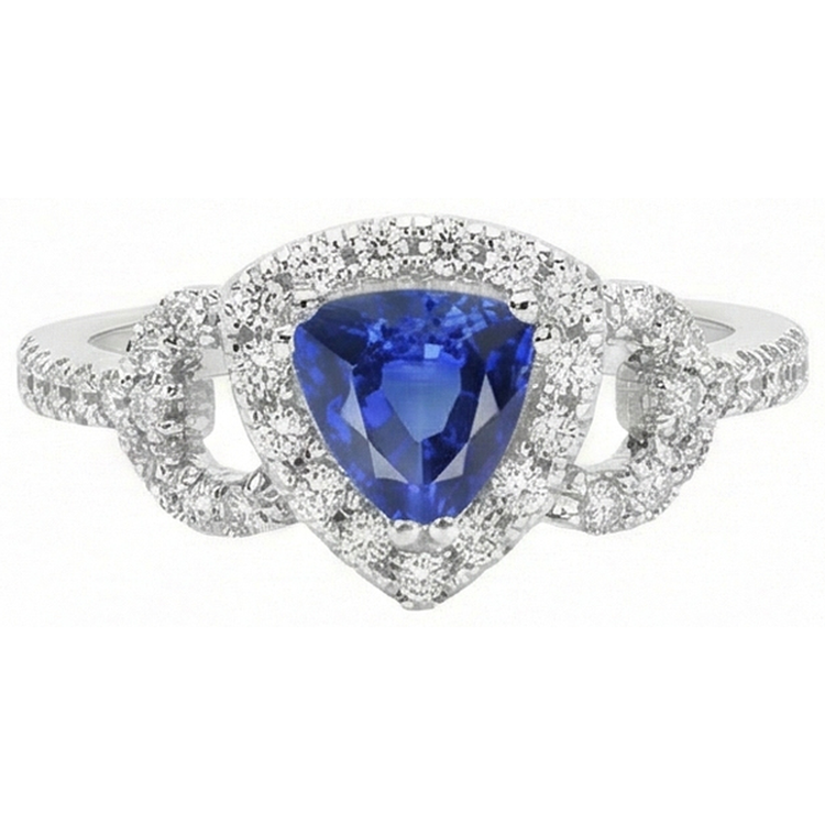 naturel round saphir 3carats bague angle de côté