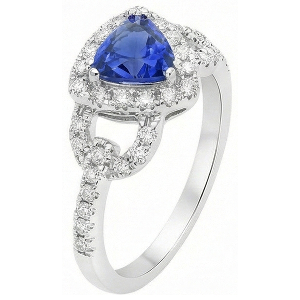 naturel round saphir 3carats bague détail rapproché