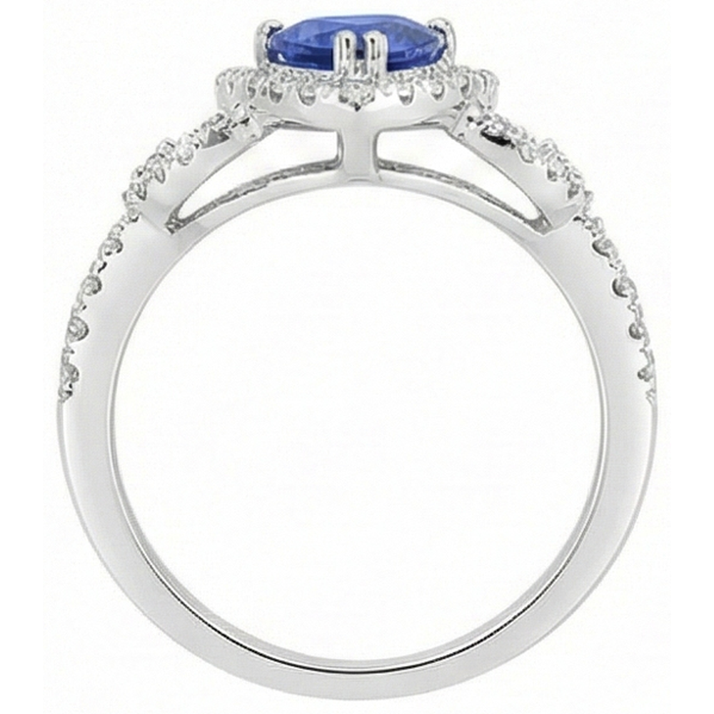 naturel round saphir 3carats bague vue de profil