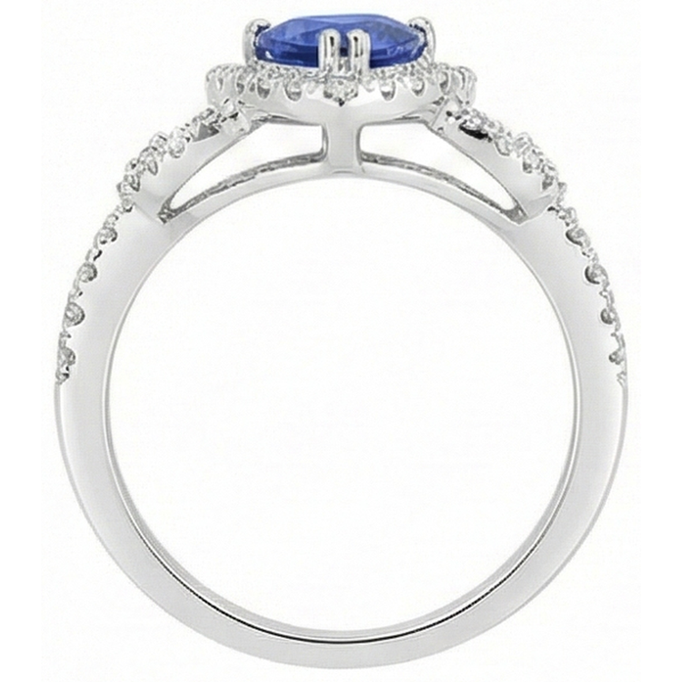 naturel round saphir 3carats bague vue de profil
