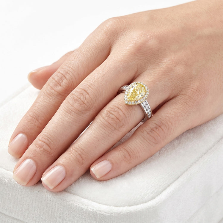 Diamant Jaune Canari Bague Joaillerie – Or Deux Tons 14 Carats 1