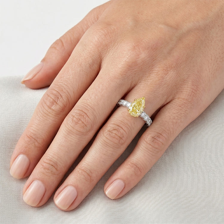 Diamant Jaune Fancy Bague Joaillerie – Pureté VVS 1,5 carats Or