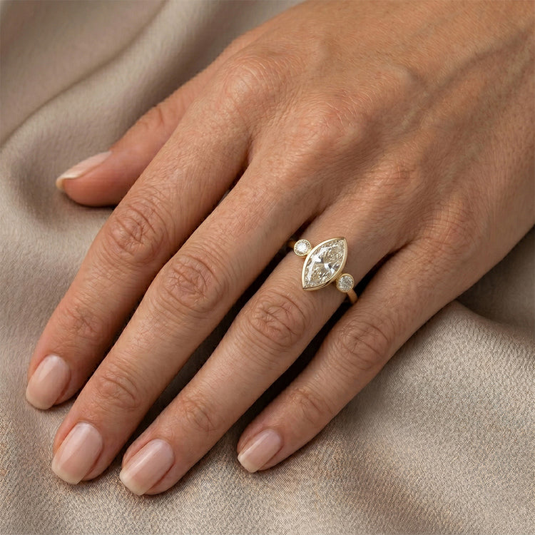Diamant Trilogie – Taille Rose 2,25 carats Or Jaune 14 Carats