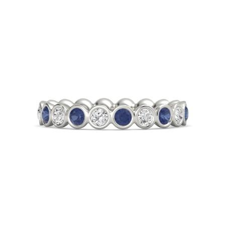 Diamant_Bande_d' Éternité_2 Carat_Lunette_Set_Rond_Saphir_Bleu_Dames