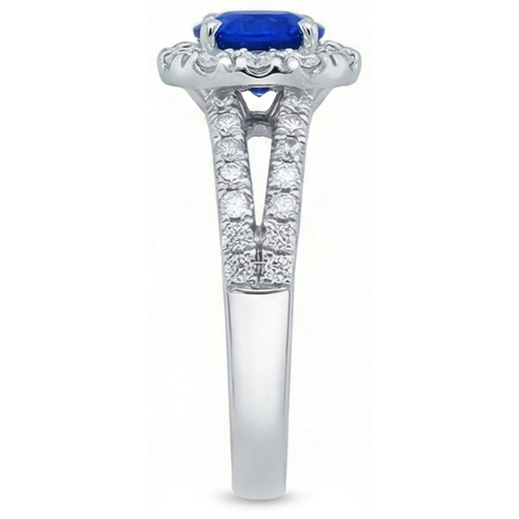 Diamants Naturels Extraits des Mines ( et non cultivés en laboratoire ) saphir bleus ronds 3.50 carats bijoux bague en pierres précieuses halo