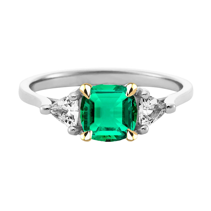 Brillant Émeraude Fine Bague Pierre Précieuse 3,50 carats – vue principale