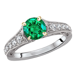 Taille Ronde Émeraude Bague avec Gemme – 2,50 carats en Or