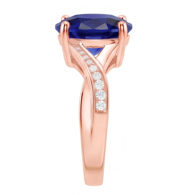 Diamond Jewelry Bague Saphir Bleu Foncé Coupe Ovale 3 Carats