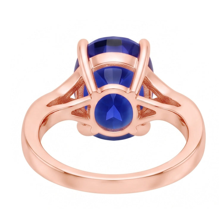Diamond Jewelry Bague Saphir Bleu Foncé Coupe Ovale 3 Carats