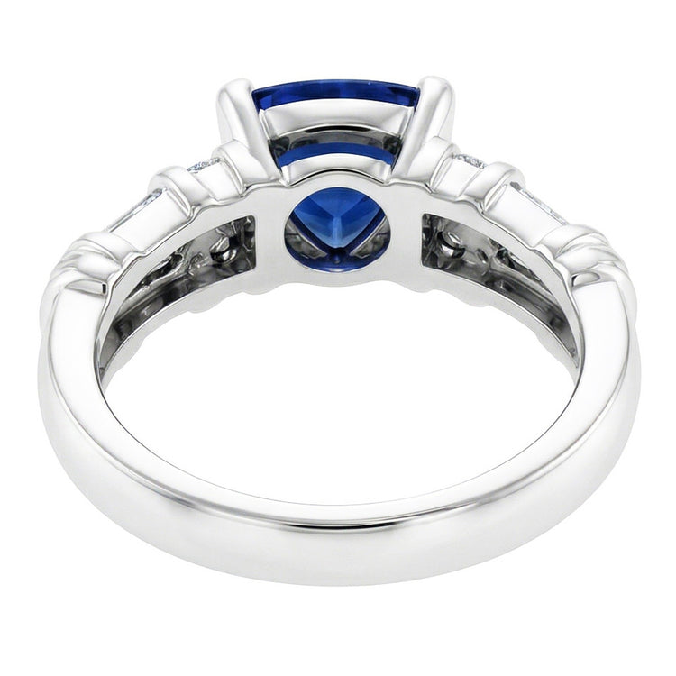 Diamond Jewelry Bague Saphir Trillion 2 Carats Or Blanc 14K