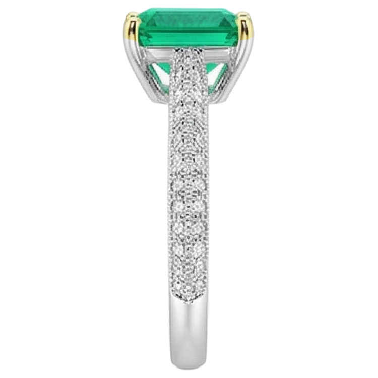 Rayonnant Émeraude Bague Pierre Précieuse 2 carats – vue d'angle