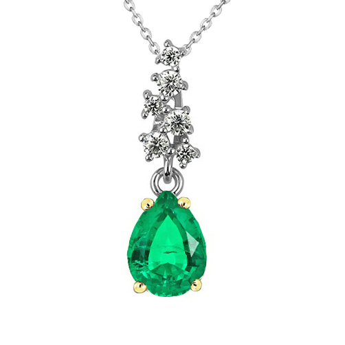 Émeraude Pendentif Pierre Précieuse 1,50 carats Or Deux Tons 14 Carats – vue principale