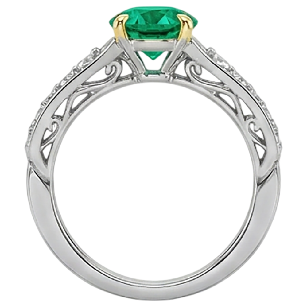 Émeraude Bague avec Gemme 2,50 carats Or Bicolore 14 Carats – vue arrière