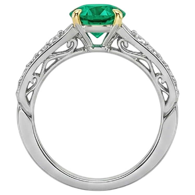 Émeraude Bague avec Gemme 2,50 carats Or Bicolore 14 Carats – vue arrière