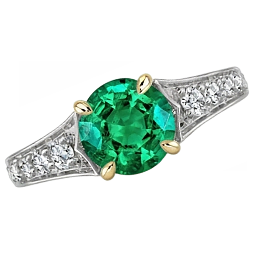 Brillant Émeraude Bague avec Gemme 2,50 carats – vue d'angle