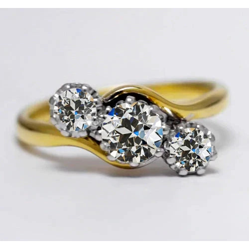 Diamant Fin Bague Trilogie 1-carats Or Bicolore 14 Carats – vue principale