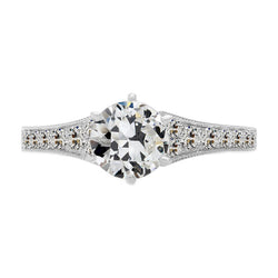 Diamant Bague Solitaire avec Accents de luxe – 2 carats Or Blanc