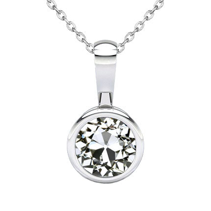 Diamant Fin Coussin Antique Pendentif en Or 14K Blanc – vue principale