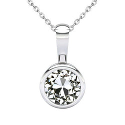 Or 14K Blanc Sertissage Clos Diamant Fin Pendentif 1,50 carats