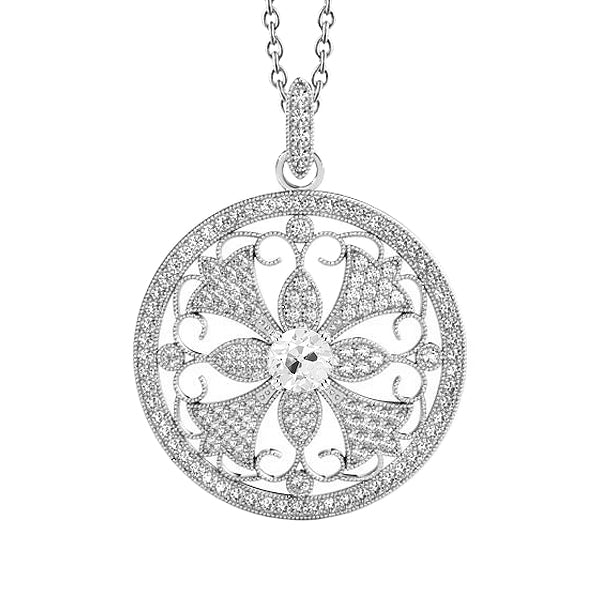 Brillant Taille Old Mine Pendentif Goutte en Or 14K Blanc – vue principale