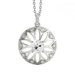 Ancien Collier Pendentif – Diamant Fin 1 carats Or 14K Blanc