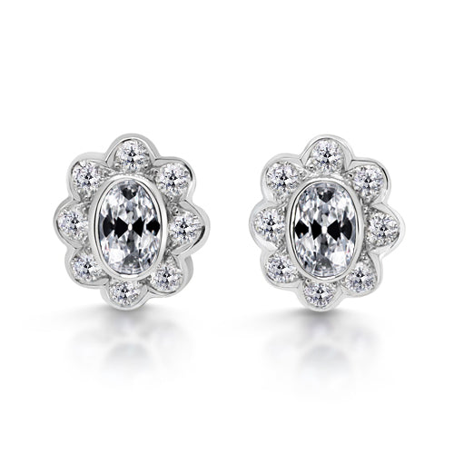 Diamant Fin Boucles d'Oreilles 1-carats Or Blanc 14 Carats – vue principale