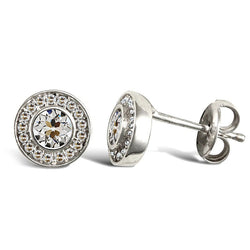Or 14K Blanc Taille Old Mine Brillant Puces d'Oreilles 1 carats