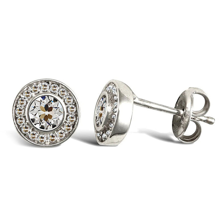 Brillant Puces d'Oreilles 1-carats Or 14K Blanc – vue principale