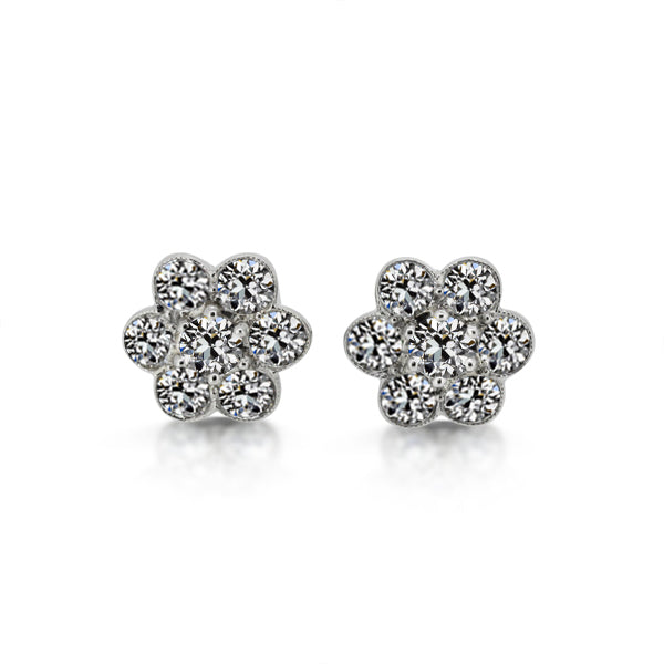 Diamant Coussin Antique Boucles d'Oreilles en Or Blanc 14 Carats – vue principale