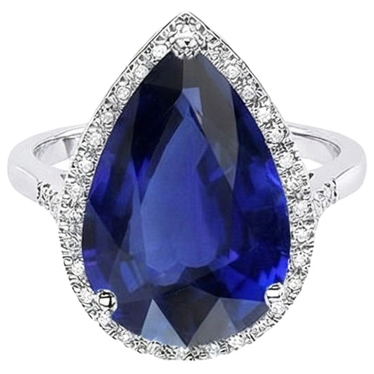 naturel oval diamant 7.50carats bague angle de côté
