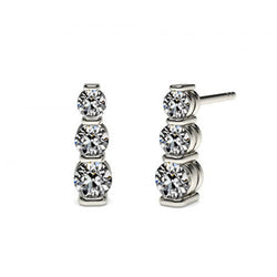 Boucles d'oreilles pendantes longues en Or Blanc avec diamant extrait de la terre 3,50 carats Vieux Mineur