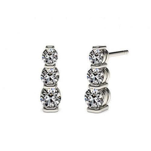 Boucles d'oreilles pendantes longues en Or Blanc et diamant extrait de la terre 3,50 carats Vieux Mineur