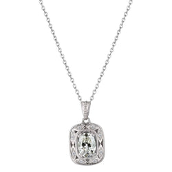 Or Blanc 14 Carats Bord Perlé Diamant Fin Pendentif 2 carats
