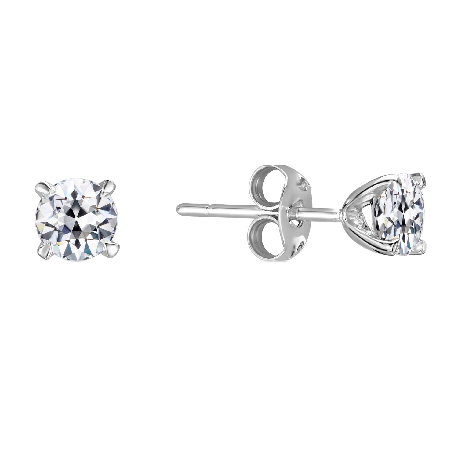 Boucles d'Oreilles Or 14K Blanc avec Diamant – vue principale