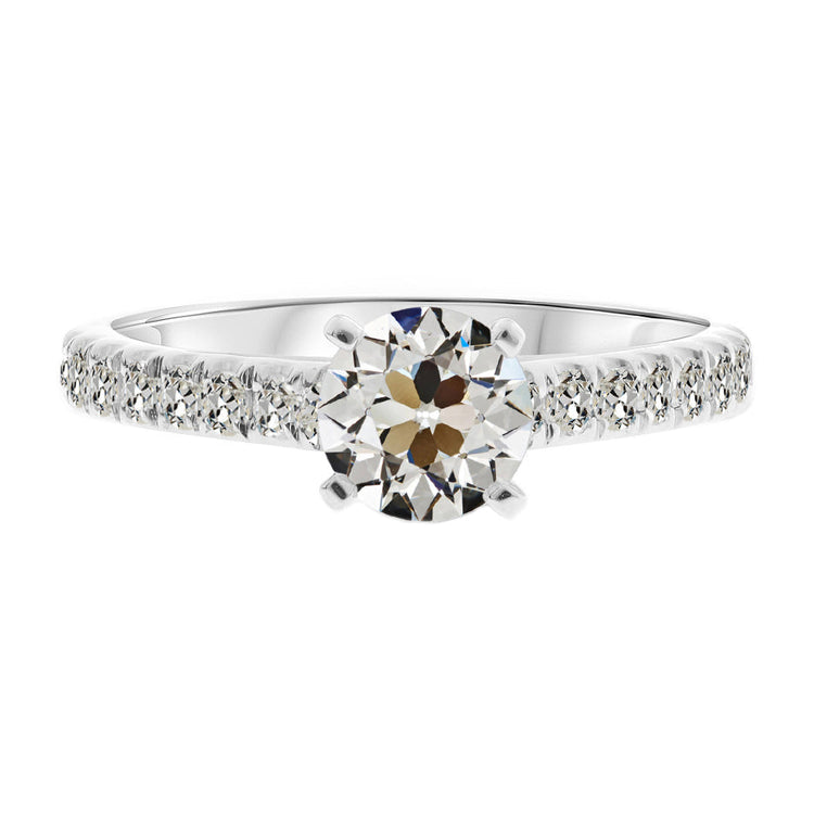 Diamant Bague Solitaire avec Accents 2 carats Or 14K Blanc – vue principale
