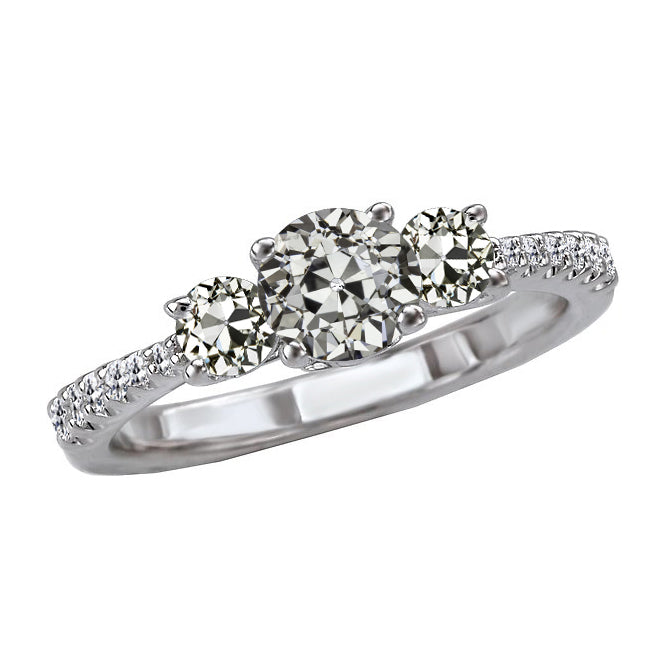 Bague Solitaire avec Accents Or Blanc 14 Carats avec Brillant – vue principale