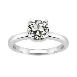 Diamant Fin Bague Solitaire – Or Blanc 14 Carats 2 carats