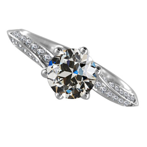 Bague Solitaire avec Accents Or 14K Blanc avec Diamant – vue principale