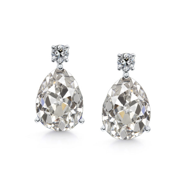 Diamant Fin Taille Old Mine Puces d'Oreilles en Or 14K Blanc – vue principale