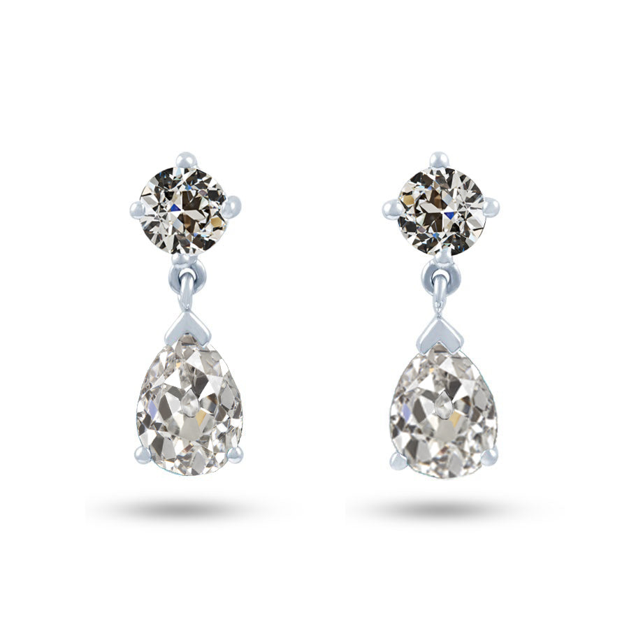 Puces d'Oreilles Or Blanc 14 Carats avec Diamant Fin – vue principale