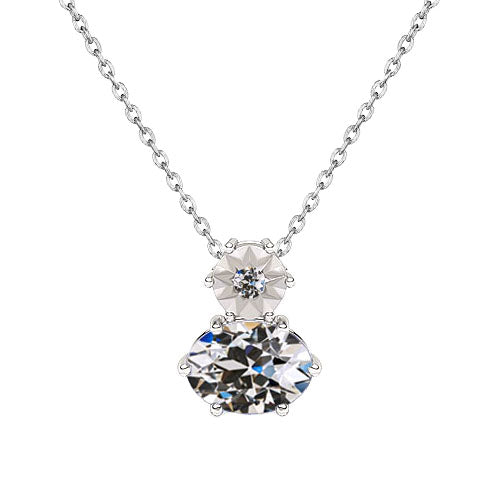 Collier Pendentif Or Blanc 14 Carats avec Brillant – vue principale