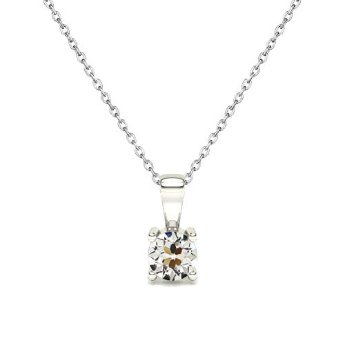 Brillant Coussin Antique Pendentif Goutte en Or Blanc 14 Carats – vue principale