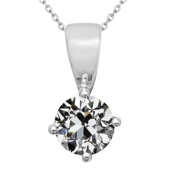 Diamant Collier Pendentif 2,50 carats Or 14K Blanc – vue principale