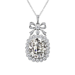 Or 14K Blanc Diamant Fin Pendentif Goutte – 3,50-carats Coussin