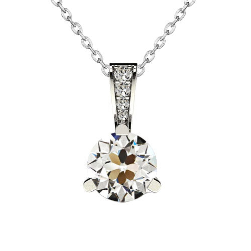 Brillant Collier Pendentif 1,50 carats Or 14K Blanc – vue principale