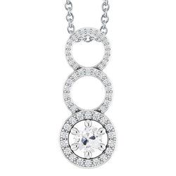 Pendentif Goutte Or 14K Blanc – Brillant Coussin Antique 1 carats