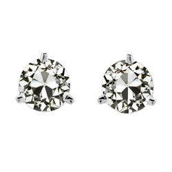 Old European Puces d'Oreilles – Diamant Fin 2 carats Or Blanc 14