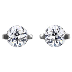 Or Blanc 14 Carats Coussin Antique Diamant Fin Boucles