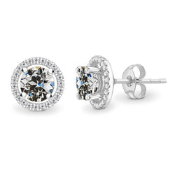 Diamant Fin Boucles d'Oreilles de luxe – 3,50 carats Or 14K Blanc