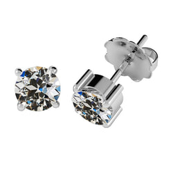 Boucles d'Oreilles Or Blanc 14 Carats avec Brillant – 2 carats